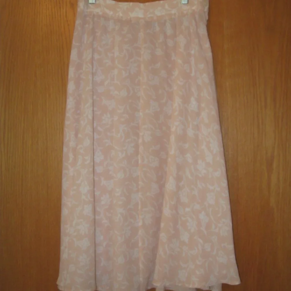 Coral Sheer Skirt with White Flowers